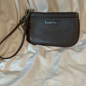 NWOT Calvin Klein Brown Leather Wristlet Wallet